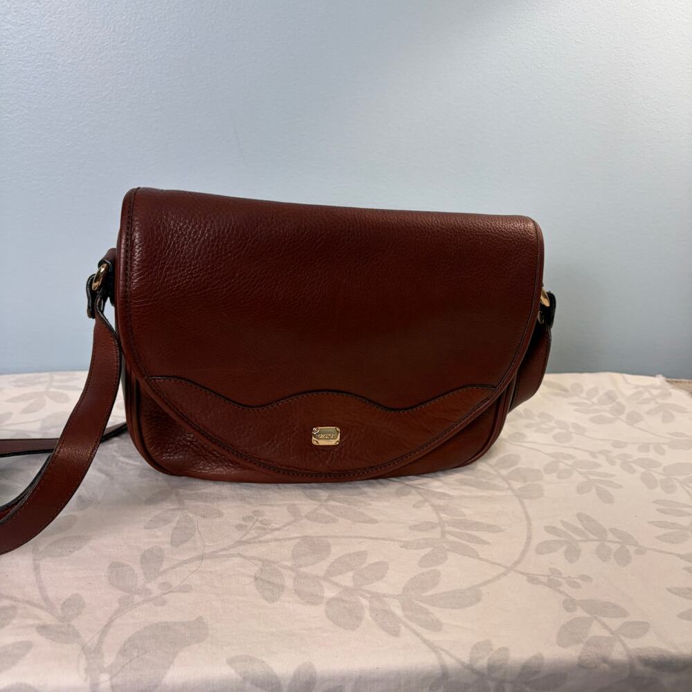 Vintage Oroton Brown Leather Crossbody Bag Pebbled Leather Australia Boho - Picture 8 of 11